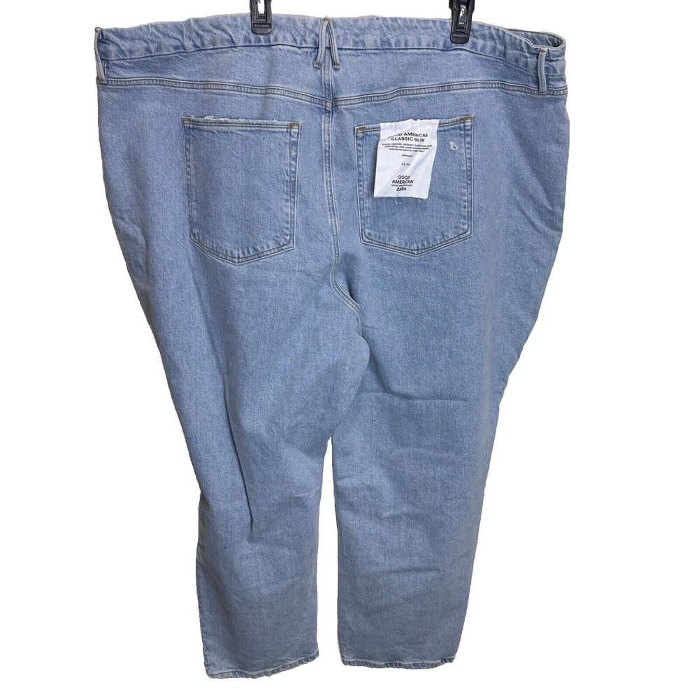 NWT Good American Zara Jeans Plus Size 30 Classic Slim Distressed Light Denim - Picture 2 of 8